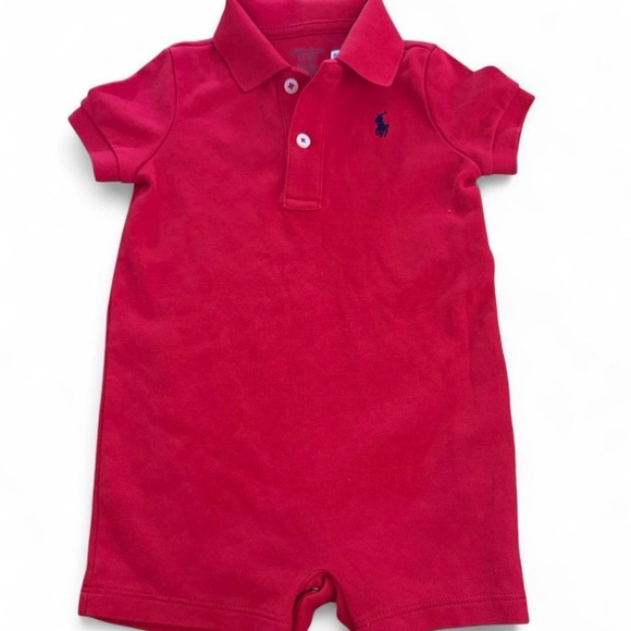 Ralph Lauren Red Polo Baby Boy Romper - Picture 1 of 4